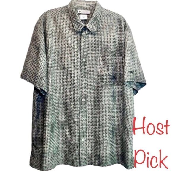 Columbia Geometric Print Short Sleeve Shirt in Grey/Black Men’s  XXL - Picture 1 of 7